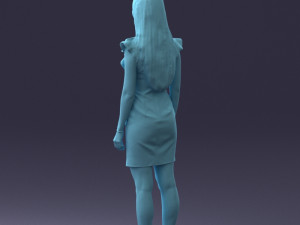 000157 Woman in Elegant Ruffled Dress 3D Модель