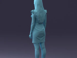 000157 Woman in Elegant Ruffled Dress 3D Model