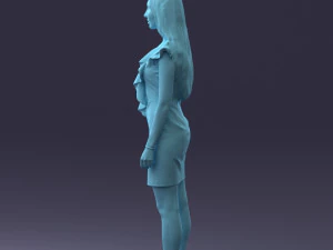 000157 Woman in Elegant Ruffled Dress 3D Model