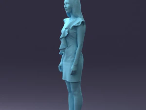 000157 Woman in Elegant Ruffled Dress 3D Model
