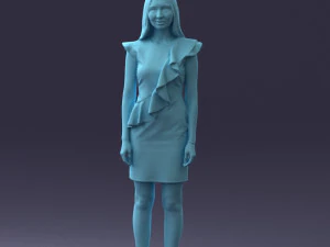 000157 Woman in Elegant Ruffled Dress 3D Model