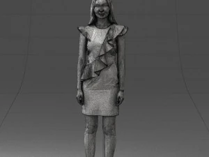 000157 Woman in Elegant Ruffled Dress 3D Model