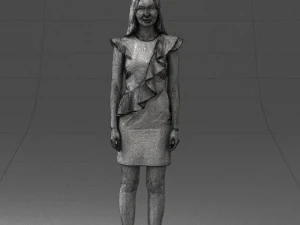 000157 Woman in Elegant Ruffled Dress 3D Model