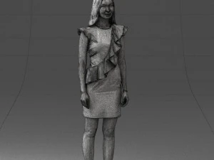 000157 Woman in Elegant Ruffled Dress 3D Model