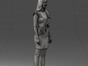 000157 Woman in Elegant Ruffled Dress 3D Модель