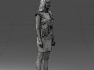 000157 Woman in Elegant Ruffled Dress 3D Model