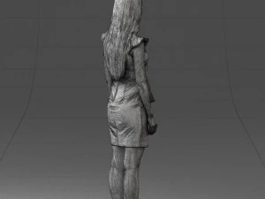 000157 Woman in Elegant Ruffled Dress 3D Model