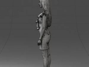 000157 Woman in Elegant Ruffled Dress 3D Model