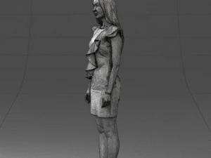 000157 Woman in Elegant Ruffled Dress 3D Model