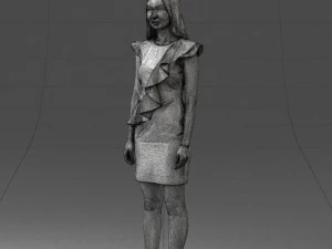 000157 Woman in Elegant Ruffled Dress 3D Model