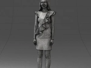000157 Woman in Elegant Ruffled Dress 3D Model