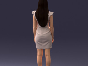 000157 Woman in Elegant Ruffled Dress 3dp Modèles 3D en vedette