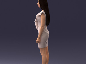 000157 Woman in Elegant Ruffled Dress 3dp Modèles 3D en vedette