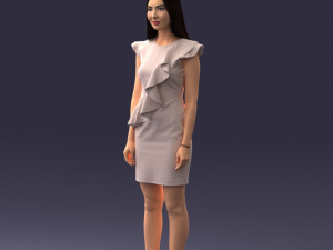 000157 Woman in Elegant Ruffled Dress 3dp Modèles 3D en vedette