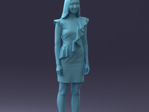000157 Woman in Elegant Ruffled Dress 3dp Modèles 3D en vedette