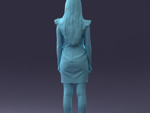 000157 Woman in Elegant Ruffled Dress 3dp Modèles 3D en vedette