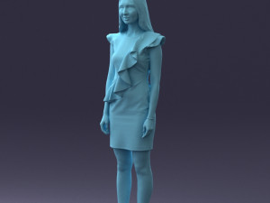 000157 Woman in Elegant Ruffled Dress 3dp Modèles 3D en vedette