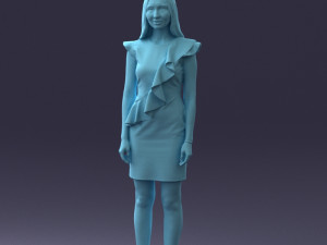 000157 Woman in Elegant Ruffled Dress 3dp Modèles 3D en vedette