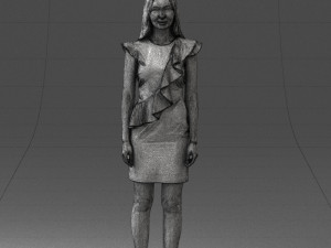 000157 Woman in Elegant Ruffled Dress 3dp Modèles 3D en vedette