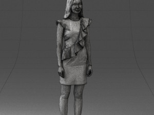 000157 Woman in Elegant Ruffled Dress 3dp Modèles 3D en vedette