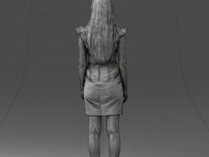 000157 Woman in Elegant Ruffled Dress 3dp Modèles 3D en vedette