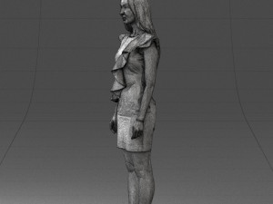 000157 Woman in Elegant Ruffled Dress 3dp Modèles 3D en vedette