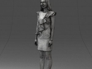000157 Woman in Elegant Ruffled Dress 3dp Modèles 3D en vedette