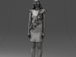 000157 Woman in Elegant Ruffled Dress 3dp Modèles 3D en vedette