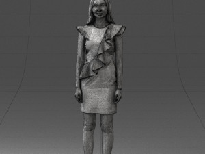 000157 Woman in Elegant Ruffled Dress 3dp Modèles 3D en vedette