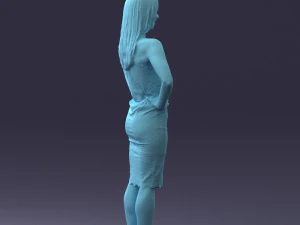 000158 Elegant Woman in White Lace Dress 0714 3D Model