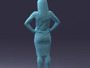 000158 Elegant Woman in White Lace Dress 0714 3D Model