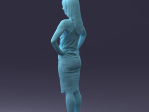 000158 Elegant Woman in White Lace Dress 0714 3D Model