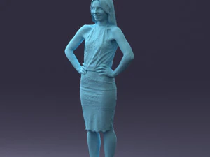 000158 Elegant Woman in White Lace Dress 0714 3D Model