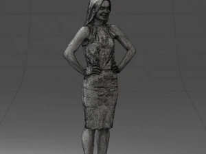 000158 Elegant Woman in White Lace Dress 0714 3D Model