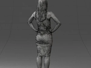 000158 Elegant Woman in White Lace Dress 0714 3D Model