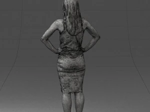 000158 Elegant Woman in White Lace Dress 0714 3D Model