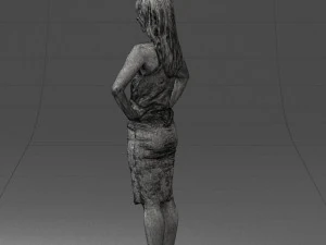 000158 Elegant Woman in White Lace Dress 0714 3D Model
