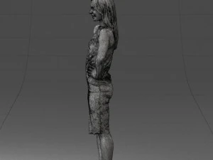 000158 Elegant Woman in White Lace Dress 0714 3D Model
