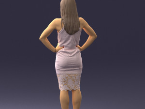 000158 Elegant Woman in White Lace Dress 0714 3dp 3D printmodel
