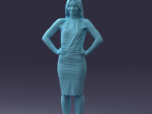 000158 Mulher Elegante em Vestido de Renda Branca 0714 3dp Modelo de Impressão 3D