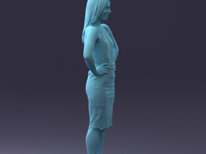 000158 Elegant Woman in White Lace Dress 0714 3dp 3D printmodel