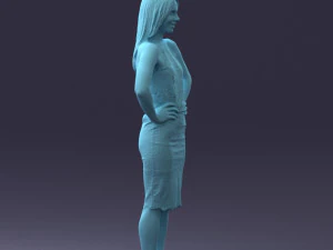 000158 Mulher Elegante em Vestido de Renda Branca 0714 3dp Modelo de Impressão 3D