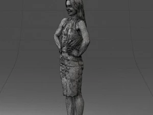 000158 Mulher Elegante em Vestido de Renda Branca 0714 3dp Modelo de Impressão 3D