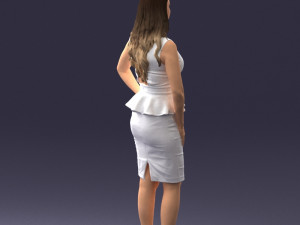 000159 Stylish Woman in White Peplum Dress 0714 3D 모델