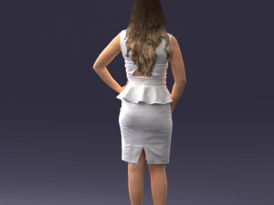 000159 Stylish Woman in White Peplum Dress 0714 3dp 3D Print Model