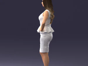 000159 Stylish Woman in White Peplum Dress 0714 3dp 3D Print Model