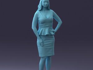 000159 Stylish Woman in White Peplum Dress 0714 3dp 3D Print Model