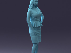 000159 Stylish Woman in White Peplum Dress 0714 3dp 3D Print Model