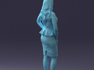 000159 Stylish Woman in White Peplum Dress 0714 3dp 3D Print Model