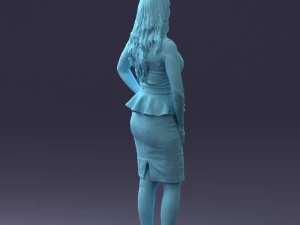 000159 Stylish Woman in White Peplum Dress 0714 3dp 3D Print Model